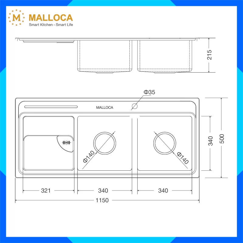 Chậu rửa chén MS 8816 N 2 Chậu rửa chén MS 8816 N