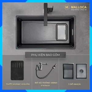 Chậu rửa chén 1 hố Inox 304 hạn chế trầy MS7743GR