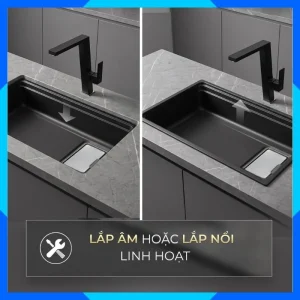 Chậu rửa chén 1 hố Inox 304 hạn chế trầy MS7743GR