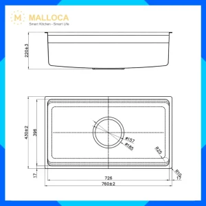 Chậu rửa chén 1 hố Inox hạn chế trầy MS7743SI 3 Chậu rửa chén 1 hố Inox hạn chế trầy MS7743SI