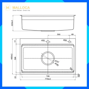 Chậu rửa chén 1 hố Inox 304 hạn chế trầy MS7750SI 3 Chậu rửa chén 1 hố Inox 304 hạn chế trầy MS7750SI