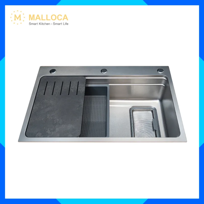 Chậu rửa chén 1 hố Inox 304 hạn chế trầy MS7750SI 1 Chậu rửa chén 1 hố Inox 304 hạn chế trầy MS7750SI