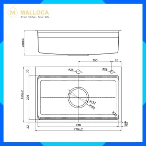 Chậu rửa chén hạn chế trầy ECO MS7750SS