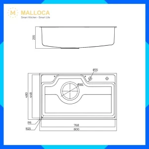 Chậu rửa chén hạn chế trầy ECO MS8048SS