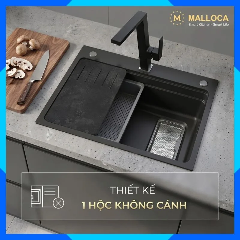 Chậu rửa chén 1 hố Inox 304 hạn chế trầy MS7750GR 3 Chậu rửa chén 1 hố Inox 304 hạn chế trầy MS7750GR