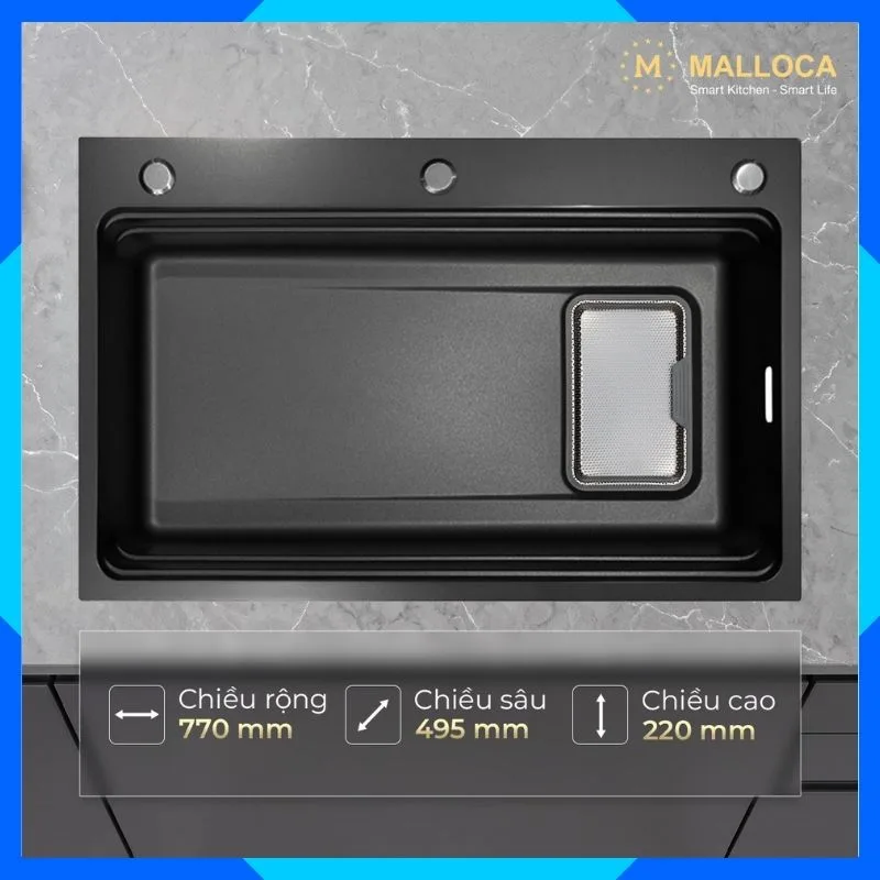 Chậu rửa chén 1 hố Inox 304 hạn chế trầy MS7750GR 5 Chậu rửa chén 1 hố Inox 304 hạn chế trầy MS7750GR