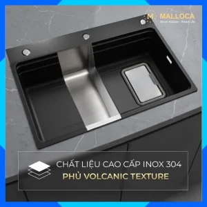 Chậu rửa chén 1 hố Inox 304 hạn chế trầy MS7750GR