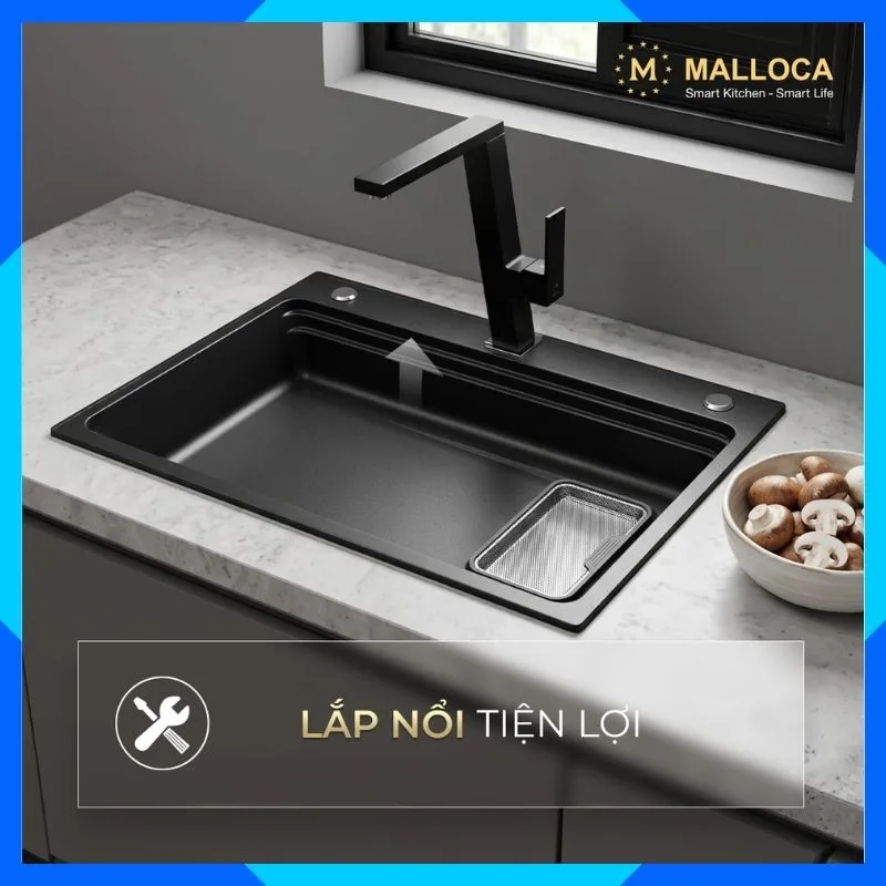 Chậu rửa chén 1 hố Inox 304 hạn chế trầy MS7750GR 8 Chậu rửa chén 1 hố Inox 304 hạn chế trầy MS7750GR