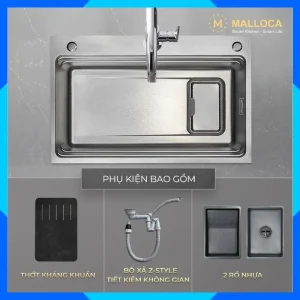 Chậu rửa chén 1 hố Inox 304 hạn chế trầy MS7750SI