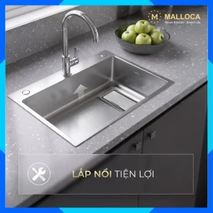 Chậu rửa chén 1 hố Inox 304 hạn chế trầy MS7750SI