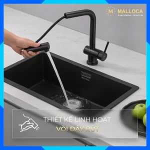 Vòi rửa chén nóng lạnh dây rút K103BL