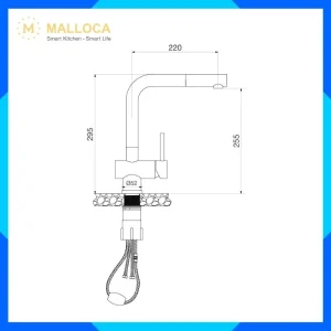 Vòi rửa chén nóng lạnh dây rút K103BL